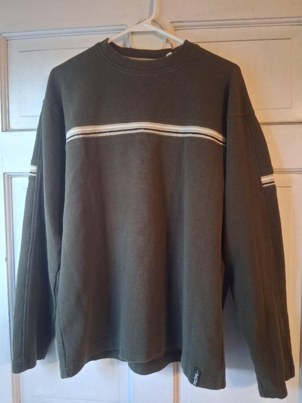 Y2K Point Zero Striped Long Sleeve Thermal Shirt Skater Grunge Men's L